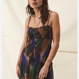 Urban Outfitters Moxie Multi Mesh Mini Slip Dress Womens Size XS Adjustable